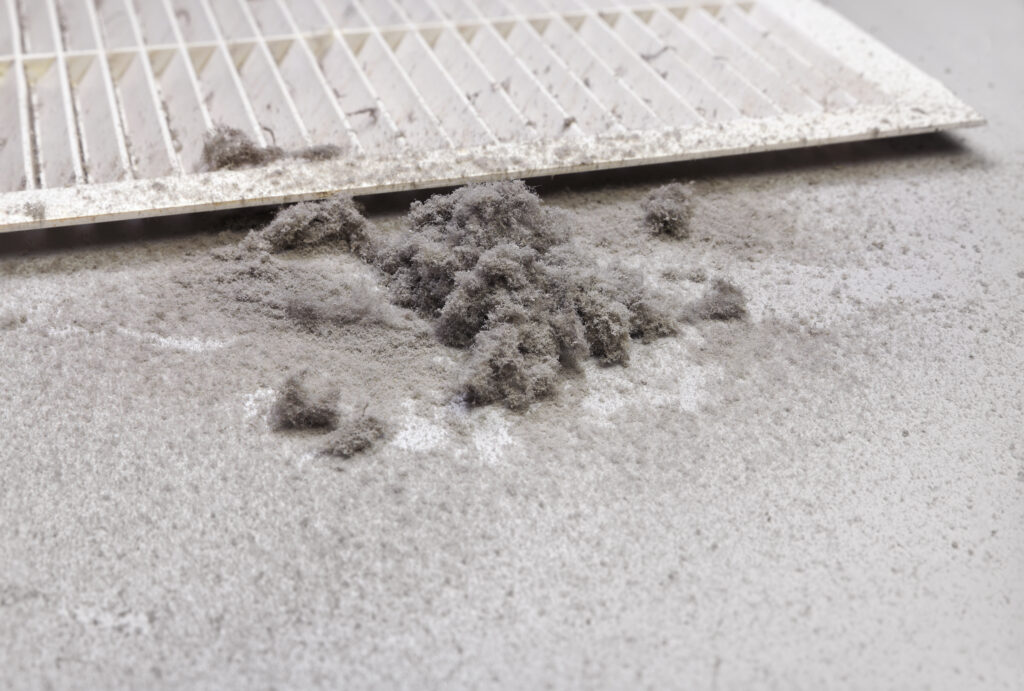 Dust next to residential HVAC vent